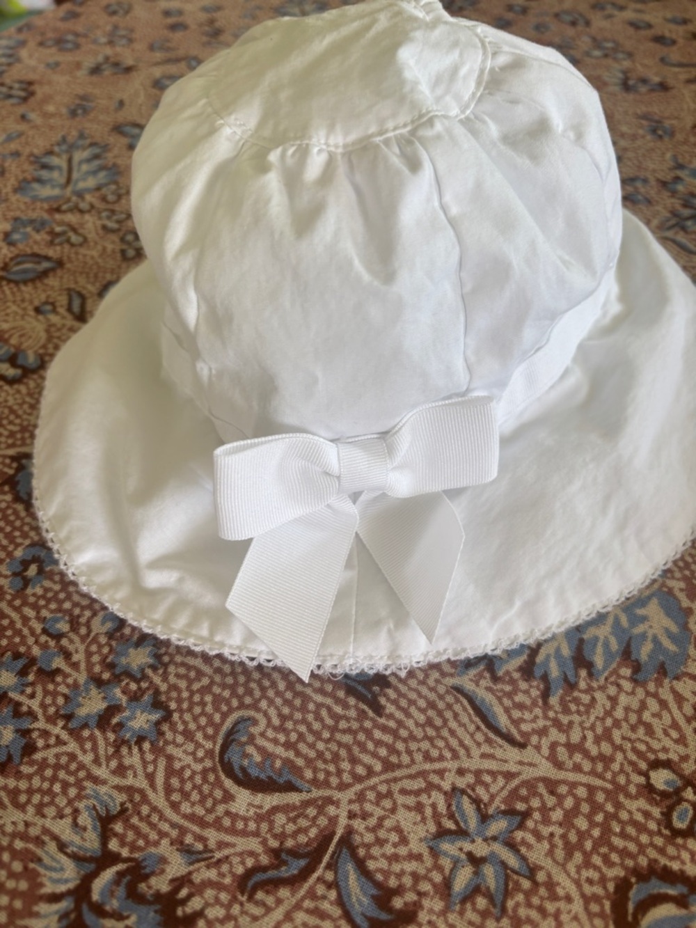 Janie and Jack White Cotton Sun Hat with Bow